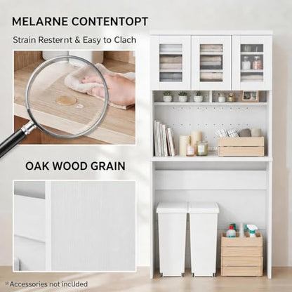 Garvee 71.5" Kitchen Cabinet with Trash Can Storage, Kitchen Trash Can Cabinet with Microwave Stand, 35.4" Wide Kitchen Pantry with Garbage Storage for Dining Room - color: White