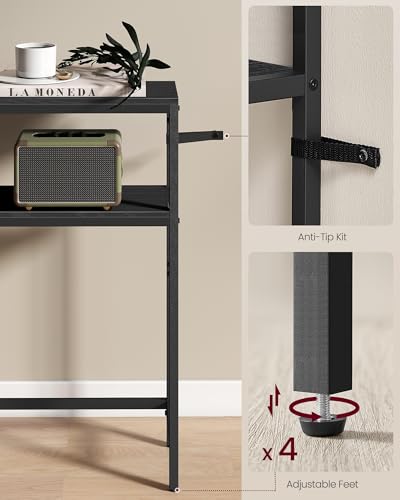 VASAGLE Console Table, 2-Tier Narrow Sofa Table with 2 Shelves, 7.9 x 31.5 x 31.5 Inches, for Living Room, Hallway, Entryway, Charcoal Gray and Ink Black ULNT130B22V1 - color: Charcoal Gray + Ink Black, size: 31.5"W - Without Power Outlet