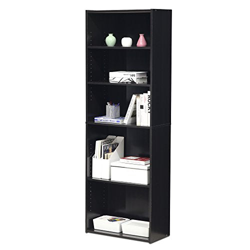 FURINNO Wright 5-Shelf Bookcase, Cinnamon Cherry - color: Cinnamon Cherry, size: 5-Tier, Adjustable