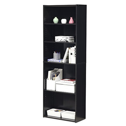 FURINNO Wright 5-Shelf Bookcase, Cinnamon Cherry - color: Cinnamon Cherry, size: 5-Tier, Adjustable