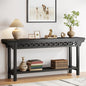 Tribesigns 70.8-Inch Solid Wood Long Console Table, Farmhouse Entryway Table with Storage, Narrow Sofa Table Grey Couch Table for Living Room Entryway Hallway (Black) - color: Black