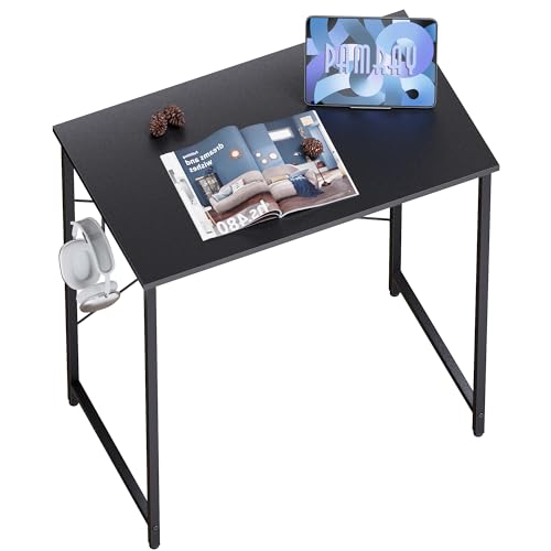 Pamray 23 Inch Computer Desk for Small Spaces, Home Office Work Desk with Headphone Hook, Small Office Desk Study Writing Table - color: Black, size: 23 Inch