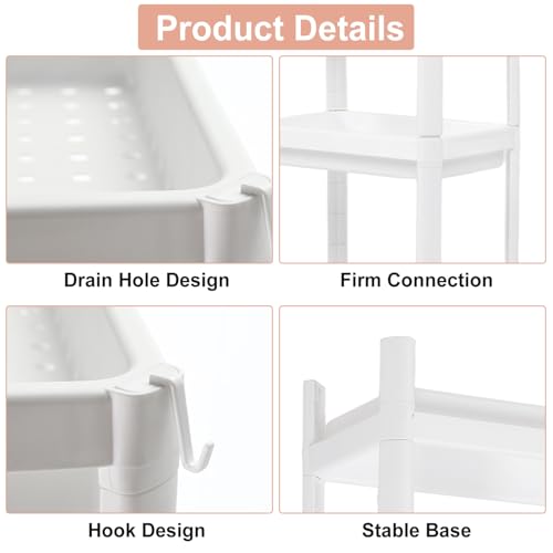 Tissting Bathroom Storage Rack 2-Tier, Plastic Freestanding Shelf | Multifunctional Organizer | Living Room & Bedroom & Kitchen | Space Saver(2 layers) - color: 2 Layers