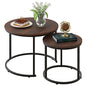 aboxoo Coffee Table Nesting Side Round Set of 2 End Table Top Sturdy Metal Frame Desk Centerpiece Living Room Bedroom Apartment Modern Industrial Simple Nightstand - color: Black Brown