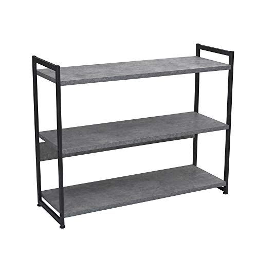 Household Essentials Slate Concrete & Iron Three-Tier Bookshelf - color: Slate