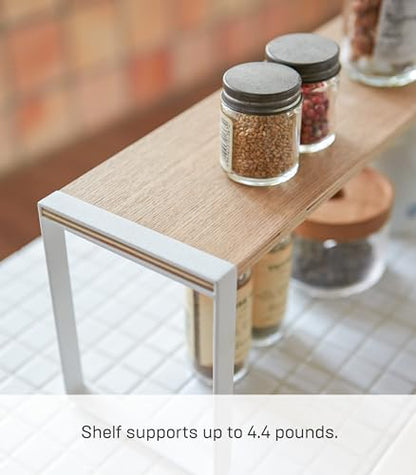 YAMAZAKI Home Kitchen Rack - Counter Storage Shelf Organizer Steel + WoodWhite