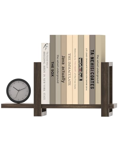 100% Solid Wood Adjustable Desktop Bookshelf, Retro Tabletop Bookshelf, Desk Shelf for Living Room, Home, Office, Perfect for Magazine, Books, Cookbooks, No Tools Required to Assemble, Dark Brown - color: Dark Brown