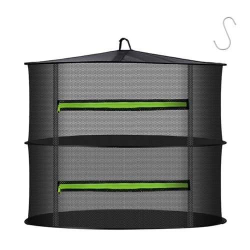 MEKOLIFE 2-Layer Hanging Herb Drying Rack, Small Mesh Net | 11.81 Inch Mesh Drying Rack with Zipper and Hooks, Indoor Outdoor for Herbs, Fruits, Seafood, Camping Food, Socks, Underwear - size: 2 Layers