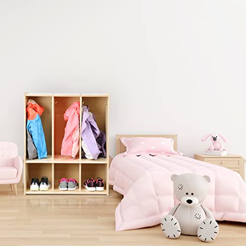 3-Section Coat Locker with Bench & Cubby Storage, Backpack Organizer, Coat Cubbies Storage for Kids & Toddlers, Ideal for Home, School, Daycare