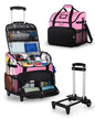 Marscamd Large Rolling Cleaning Caddy Bag with Detachable Trolley, Cleaning Supplies Organizer with Wheels for Housekeepers, Pink - color: Pink