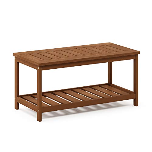 Furinno FG18508 Tioman Hardwood Patio Furniture 2-Tier Coffee Table in Teak Oil, Natural - color: Natural, size: 17.8"D x 35.3"W x 17.0"H (2 tier)