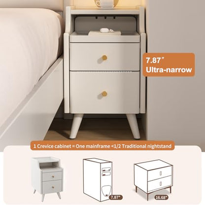 AQIMUELE Wood Nightstand, White Nightstand with 2 Drawers, Bedside Table for Bedroom - color: 1 Pc(white), size: 15.74''D*15.74''W*19.68''H