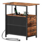 Somdot End Table with Charging Station, Narrow Side Table with 2 Fabric Drawers, Skinny Nightstand with Storage, Small Slim Bedside Table for Living Room, Sofa, Bedroom, Couch, Wood Grain Print - color: Wood Grain Print