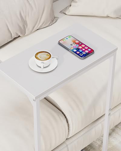 TUTOTAK C Shaped End Table, Small Side Table, 28.7 inch Tall Couch Table, Sofa Table, Living Room, Bed Room, White TB01BW071 - color: White