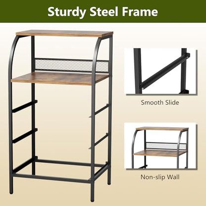 Night Stand Set 2, Tall Nightstand with 3 Fabric Drawers, Bedside Table with 2-Tier Wood Shelf, End Table for Bedroom, Steel Frame, Wood Top, Rustic Brown - color: Brown(3drawer), size: Set of 2