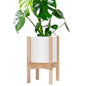 D'vine Dev Plastic Pot with Natural Wood Stand, White, 8 in, 55-C-J-1 | Mid-Century Inspired Design, Elevated Plant Display, Clean Lines, Sturdy Support, Modern Space-Saving Style - color: Matte White Pot + Natural Stand, size: 8 Inch