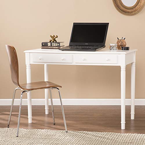 SEI Furniture - Writing 2-drawer Desk- Crisp White - Transitional Design, White Finish - Ideal for Home Office, Bedroom (HO8800) - color: Crisp White