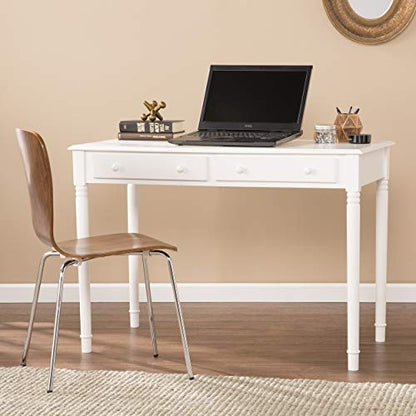 SEI Furniture - Writing 2-drawer Desk- Crisp White - Transitional Design, White Finish - Ideal for Home Office, Bedroom (HO8800) - color: Crisp White