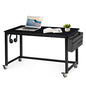 AHB 55" Rolling Computer Desk with 4 Smooth Wheels, Simple Style Mobile Writing Desk Home Office Study Table Movable Workstation with Metal Frame - color: Black, size: 55"