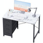 Pamray 32 Inch Computer Desk with 4 Drawers Small Office Desk for Home Bedroom Study Writing Simple Modern Computer Table Marble - color: Marble