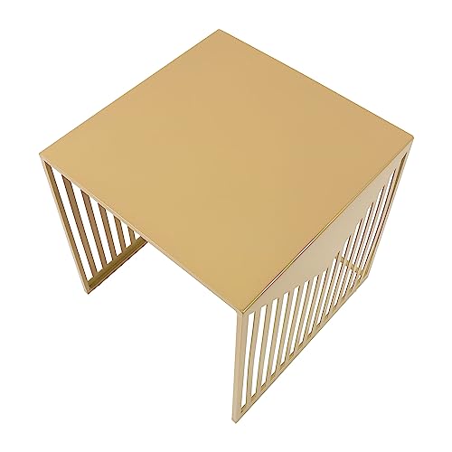 LeisureMod Mid-Century Modern Design Square Steel Side Table with Powder Coated Finish Side/End Tables Perfect for Modern and Contemporary Living Space, Gold - color: Gold