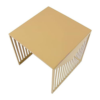 LeisureMod Mid-Century Modern Design Square Steel Side Table with Powder Coated Finish Side/End Tables Perfect for Modern and Contemporary Living Space, Gold - color: Gold
