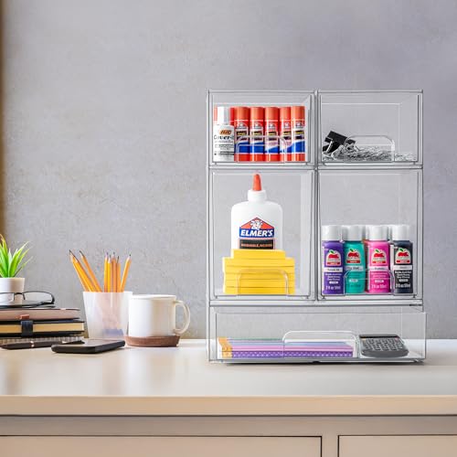 Sorbus Acrylic Storage Containers - 2 Pack, Stackable Storage Bins Set for Bathroom Organization - Clear Acrylic Drawer Organizers - Makeup Case Pull-Out Drawers (7.6’’ and 4.4’’ Tall) - size: 2 Pack, 7.6’’ and 4.4’’ Tall