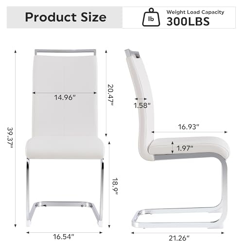 Baysitone Modern Dining Chairs Set of 2, Side & Kitchen Chairs with Faux Leather Padded Seat High Back, for Dining, Kitchen, Living Room - White - color: White, size: Set of 2