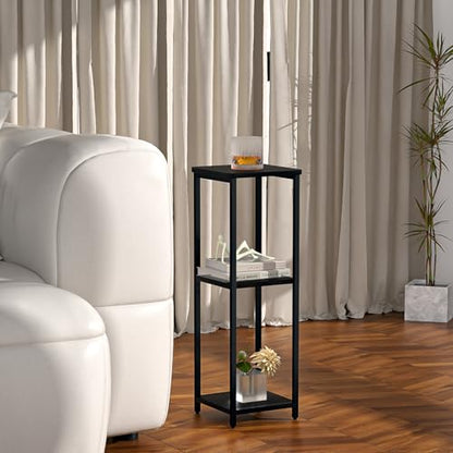 10" Wide Square Drink Table with Adjustable Feet - 3-Tier Small Side Table for Apartments, Balcony & Office | Space-Saving, Lightweight & Multi-Functional (Plants, Books, Drinks,Black) - color: Black, size: 3-Tier-10"wide