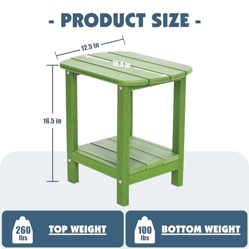 Outdoor Side Table 2 -Tier Adirondack Table HDPE Patio Side Table Weather Resistant End Table Small Outdoor Table (Lime) - color: Lime