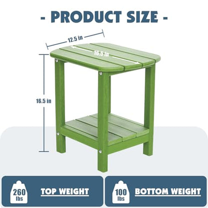 Outdoor Side Table 2 -Tier Adirondack Table HDPE Patio Side Table Weather Resistant End Table Small Outdoor Table (Lime) - color: Lime
