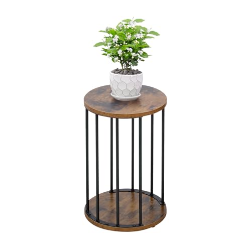 Plant Stand Indoor,small plant stool,Flower Pot Corner stand holder,Mid Century Heavy Duty Metal Tall Home Decor,Modern Round End Table,Small Rustic Display Stand for Living Room,Bedroom(Brown,18In) - color: 45cm brown