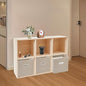 6 Cube Bookcase, 2-Tier Solid Wood Storage Organizer, Floor Standing Display Cabinet Bookshelf with 3 Fabric Baskets, Back Panels for Bedroom, Living Room, Office 35.4"W X 11.8"D X 23.6"H (Wood)