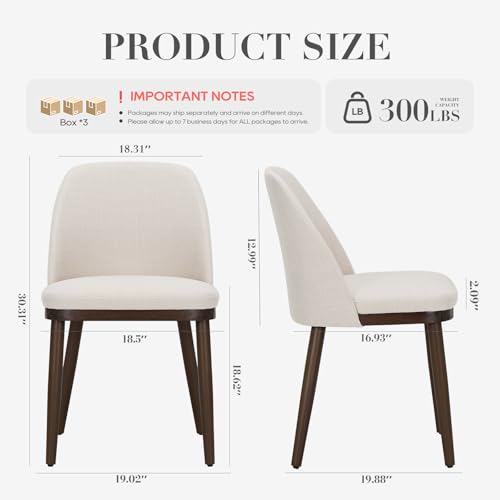 COLAMY Upholstered Dining Chairs Set of 6, Modern Kitchen Chairs with Back, Fabric Side Chair with Wood Legs for Dining Room Kitchen Restaurant, Beige - color: Beige, size: Set of 6