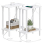 TUTOTAK Narrow Side Table Set of 2, Small End Table with Charging Station | 2-Tier Skinny Sofa Table, Slim Nightstand, Easy Assembly for Living Room, Bedroom, White TB01BW0602 - color: White, size: 2-tier