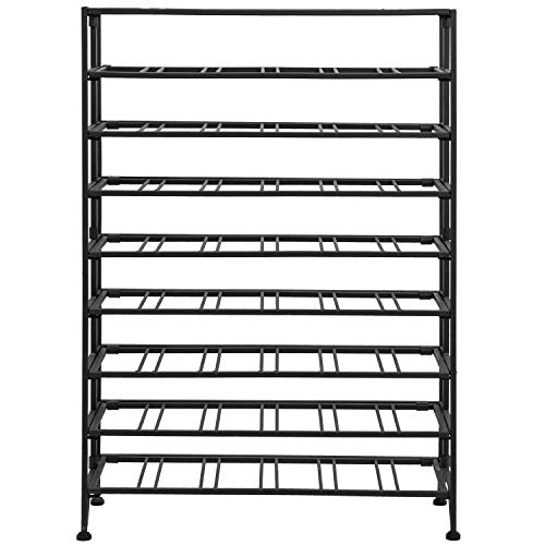 MyGift Gray Metal Wine Rack Freestanding Floor Stand, 9 Tier Wine Bottle Shelf - Holds up to 54 Bottles - color: Grey