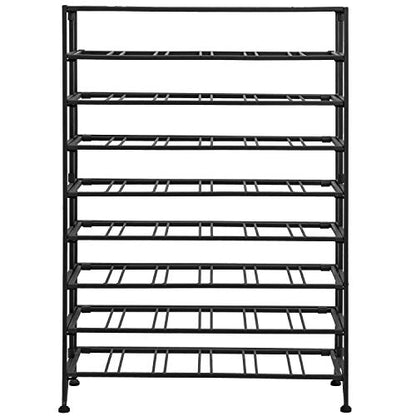 MyGift Gray Metal Wine Rack Freestanding Floor Stand, 9 Tier Wine Bottle Shelf - Holds up to 54 Bottles - color: Grey
