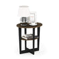 Furinno JAYA Side Table, 2-Tier Round Modern End Table with Oval Tabletop, Night Stand, Bedside Table with Open Shelf, for Living Room, Bedroom, Columbia Walnut - color: Columbia Walnut/Black, size: 1-Pack, 2 Tiers, Oval Panel