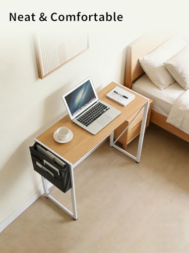 Modern Foldable Desk Writing Computer Desk, Beige, 39.4 inch - color: Beige, size: 39.4 inch