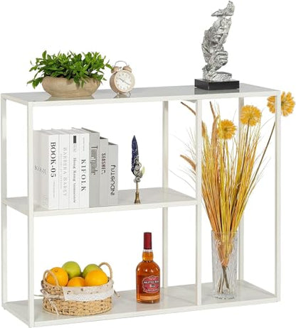 HDANI Console Table, Narrow Entryway Table, 3 Tier Metal Hallway Table, 11.8''Dx39.4''Wx31.5''H(White) - color: White, size: 11.8"D×39.4"W×31.5"H