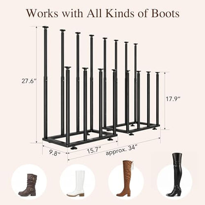 Adjustable Height Boot Rack, Metal Free Standing Shoe Storage Shelf | Cowboy Boots Organizer, Narrow Space-Saving Tall Boot Holder, for Closet Entryway Garage Bedroom, Outdoor, Apartment, 8 Pairs - size: Adjustable Height (8 Pairs)