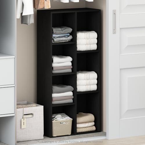 Furinno Reed Closet Organizers and Storage, 7-Cube Closet Organizer, Open Shelf Closet Storage, for Wardrobe, Bedroom, Living Room, Blackwood - color: Blackwood, size: 7-Cube