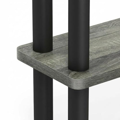 Furnifact Gray Slim Space Saving Entryway Storage Rack, Composite Wood, 4 Shelves, Compact Wall-Side Organizer for Hallway and Closet