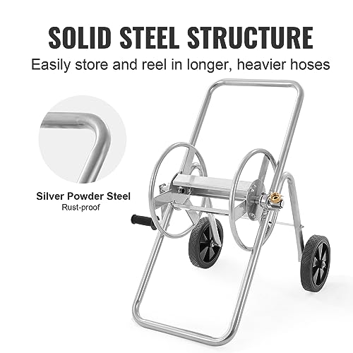 VEVOR Hose Reel Cart, Hold Up to 175 ft of 5/8’’ Hose (Hose Not Included), Garden Water Hose Carts Mobile Tools with Wheels, Heavy Duty Powder-Coated Steel Outdoor Planting for Garden, Yard, Lawn - style: 175 ft