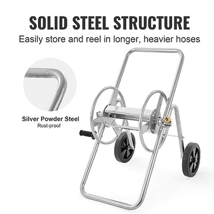VEVOR Hose Reel Cart, Hold Up to 175 ft of 5/8’’ Hose (Hose Not Included), Garden Water Hose Carts Mobile Tools with Wheels, Heavy Duty Powder-Coated Steel Outdoor Planting for Garden, Yard, Lawn - style: 175 ft