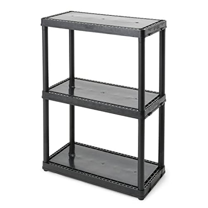 Gracious Living 33 Inch Heavy Duty 3-Shelf Light Duty Storage Shelf, Easy Assembly and Holds Up to 55 Pounds Per Shelf, Black - color: 3 Shelf - Black, size: 1 Pack