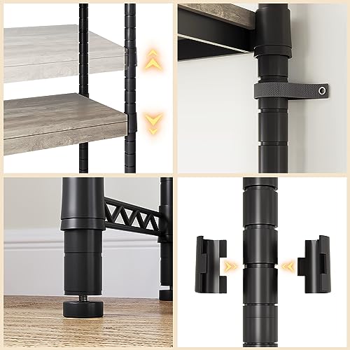 IDEALHOUSE Laundry Room Organization and Storage,5 Tier Wood Over The Washer and Dryer Storage Shelf with Drying Clothes Racks,Space Saver Heavy Duty Bathroom Laundry Shelf for Home Storage and Decor