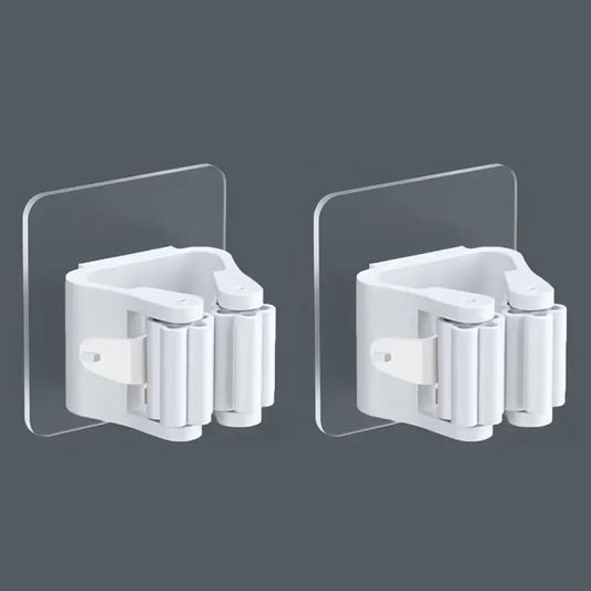 Command-Style Broom Holder Wall Mount – No Drill Adhesive Mop Holder for Bathroom & Kitchen Storage (2)