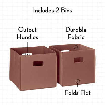 RiverRidge Folding Storage Bins - 2-pack of 10in Tall Terracotta Cubes | Fabric Bins, Set of 2 Storage Cubes, Cut-out Handles, Playroom Closet Organizer, Collapsible Cubby with Bottom Board Insert - color: 2 Terracotta 10in H Bins