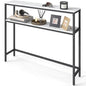 VASAGLE Console Table, 2-Tier Narrow Sofa Table with 2 Shelves, 7.9 x 39.4 x 31.5 Inches, for Living Room, Hallway, Entryway, Marble White and Ink Black ULNT131W59V1 - color: Marble White + Ink Black, size: 39.4"W - Without Power Outlet